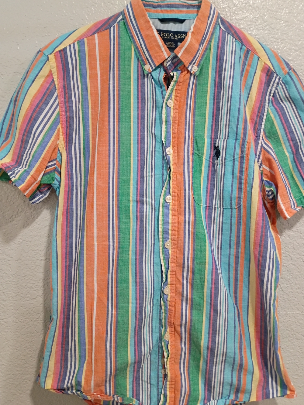 U.S. Polo Assn. Multicolor Vertical Stripe Short-Sleeve Button-Down Shirt S